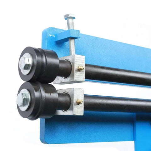 Close-up of Pro Grade Bead Roller Kit For Sheet Metal with gear drive and 6 forming dies, showcasing detailed mechanism.