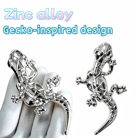 Gecko Knob Set Of 4 Dope Animal Drawer Knobs with silver zinc alloy finish, gecko design on a white background.