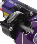 Close-up view of 50T Brushed Motor with Helical Gear Complete Transmission Upgrade for 1 to 24 SCX24 RC Crawler.