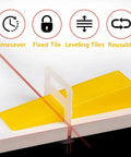 Reusable Tile Leveling Wedges Set DIY Friendly Pro Grade Tile Leveling System Kit With One Eighth One Sixteenth One Thirty Second Inch Spacers 500 Pieces Yellow For Easy Tile Install Durable Plastic Wedges Quick Align And Level Every Time shown with features like timesaver, fixed tile.