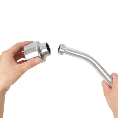 Hands assembling the 18 Inch Soft Rain Watering Wand With Shut Off Valve, Lightweight Durable Metal Gardener Sprayer attachment.