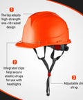 10 Pack Suspension Hard Hats For Worksite Safety With Ratchet Cap Style And Self Adjusting Crown Straps In Orange Durable ABS Helmet