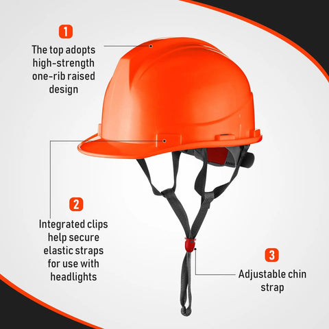 10 Pack Suspension Hard Hats For Worksite Safety With Ratchet Cap Style And Self Adjusting Crown Straps In Orange Durable ABS Helmet