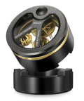 Top Shelf 54Mm Spirographic WDT Tool Espresso Coffee Distribution Rotary Gear Driven features gold gears and sleek black design.