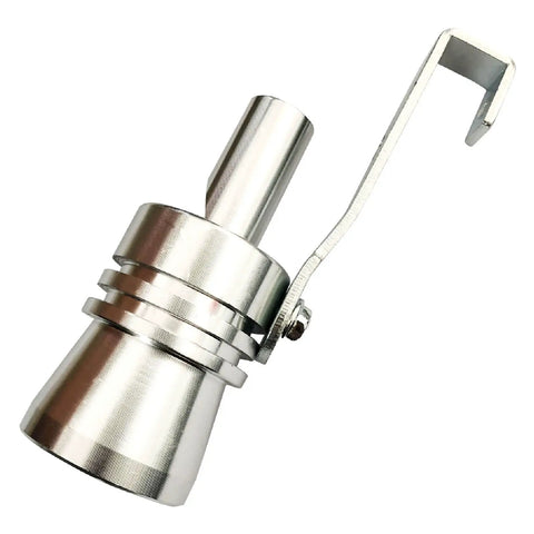 XL Size Aluminum Alloy Universal Turbo Sound Exhaust Muffler Pipe Whistle Car Roar Maker 2 Pack Silver Tone close-up