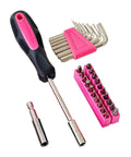 39 Piece Household Tools Kit With Plastic Toolbox For Easy Home Repairs And Quick DIY Projects, hex keys and bits shown