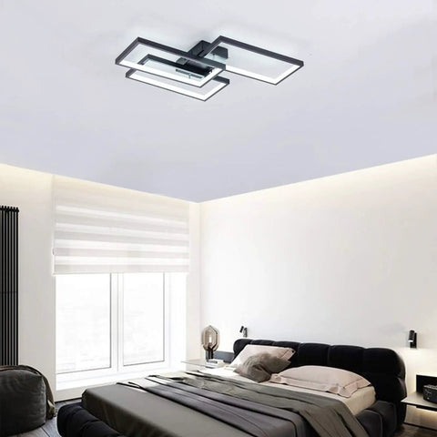 Dope LED Ceiling Light Modern Flush Mount Fixture 42W 2600lm Rectangle Black 6000K Cool White Energy Saving Ceiling Lamp For Bedroom Kitchen Living Room Easy Install