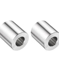 Rock Solid 304 Stainless Steel Spacers Set Of Two Hella Tough Heavy Duty Precision Bushings For M12 Screws Rods And Shaft Mounts Smooth Plain Finish Home Shop Projects, showing two shiny steel bushings.