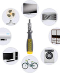Ratcheting Screwdriver 10 In 1 Magnetic Head Set With S2 Steel Bits Bi Directional Ratchet surrounded by repair icons