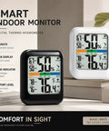 Room Thermometer And Hygrometer Real Time Temperature And Humidity Monitor With Fast Five Second Refresh High Accuracy Digital Meter With 24 Hour Max Min Data Ideal For Humidifiers And Air Conditioning Control, black and white