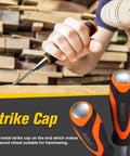 Four Piece Wood Chisel Set For Woodworking With Heat Treated CRV Steel Blades And Sharp Edges in use, close-up of hands carving wood.