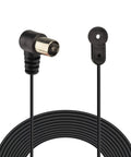 FM Antenna 75 Ohm Indoor Universal Connector Adapter for Home Theater Receivers shown with coiled black cable and adapter