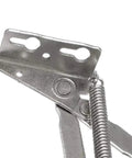Close-up of Two Pieces 80 Degree Foldable Lifting Brackets Sofa Hinge Self Locking Steel for heavy duty support.