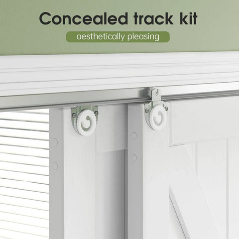 Sliding Closet Doors 48 By 80 Inches White Bypass Panels Double 25 Inch Easy Install PVC Exterior With Hidden Track Quiet Rollers