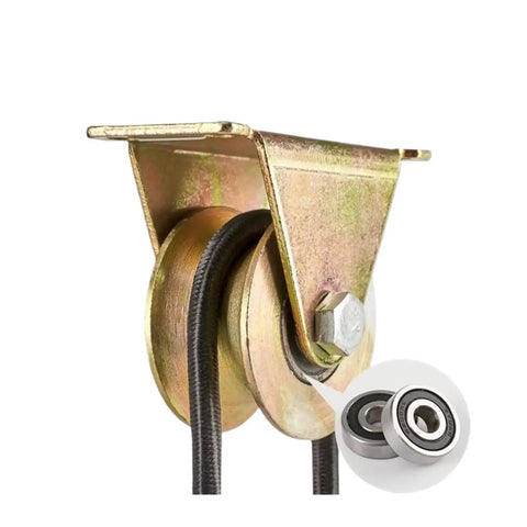 V Groove Caster Wheels 4 Pack 1.25 Inch Heavy Duty Sliding Gate Rollers With Precision Inner Bearings close-up view of pulley and bearings