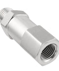 Yoebor 304 stainless steel detachable check valve, angled side view, 1/4 inch FNPT inlet x MNPT outlet.