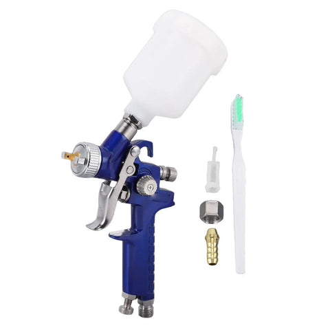Sprocky Hvlp Gravity Feed Paint Sprayer With 1MM Nozzle And 100Ml Cup featuring cleaning tools and accessories.