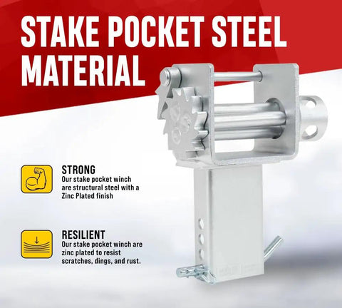4 Pack Trailer Stake Pocket Winches Zinc Plated For Flatbed Utility Hauling 16200 Lb Capacity With 5400 Lb Working Load