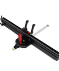 Professional 0 To 60 Degree Angle Miter Gauge With Extended Table Fence For Router Benches showing precision steel construction and flip lock.