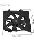 Direct Fit AC Condenser Cooling Fan Assembly Passenger Side Replacement For Honda Fit 2009 Through 2014 showing a high-speed fan.