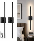ARCWEISSO Black Battery Operated Wall Sconce with Remote Control 10000mAh installed in a stylish bedroom setting.