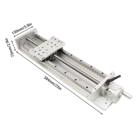 400mm X Y Z Axis Manual Linear Rail Stage With 1605 Ball Screw, Cross Sliding Table, Aluminum Alloy Rails, Locking Handwheel, Beefy Heavy Duty 200kg Horizontal Load, 50kg Vertical, 400mm Stroke For DIY CNC, 584mm x 150mm view