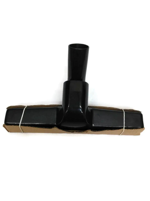 Hardwood Floor Brush 1.25 Inch Soft Bristles Universal Vacuum Cleaner Attachment 10 Inch Wide Head Basic Model For Quick Go To Hardwood Cleaning Fits Most Vacuums shown with black plastic body and cardboard packaging