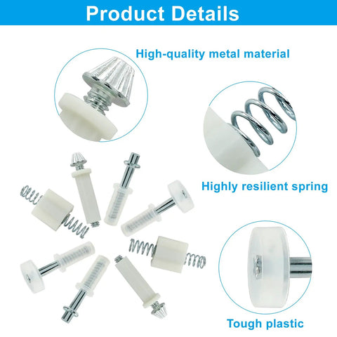 Heavy Duty Bifold Door Hardware Kit Handles The Hustle By Delivering Top Bottom Steel Pivots Tough Guide Wheels And Spring Loaded Parts For Zero Hassle Closet Upgrade Projects Right Out The Box showing steel pivots and plastic wheels.