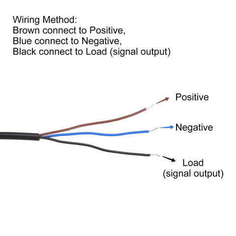 Inductive Proximity Sensor M8 Switch Normally Open PNP DC 6-36V wiring diagram showing positive, negative, and signal output connections