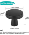 30 Pack Go To Matte Black Cabinet Knobs For Cabinets And Dresser Drawers with dimensions and zinc alloy material details