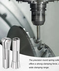 R8 Round Collet Three Sixteenth Inch, 7/16-20 UNF Thread Mill Chuck Holder in CNC machine with silver tools
