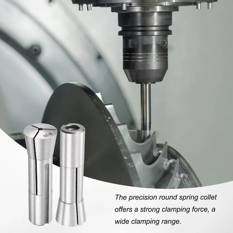 R8 Round Collet Three Sixteenth Inch, 7/16-20 UNF Thread Mill Chuck Holder in CNC machine with silver tools