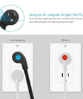 45-degree flat plug comparison with recessed flat plug desk outlet with USB and 6 foot power cord ETL listed in use