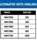 Chart showing alternative grits for Seventeen-Inch Double-Sided Silicon Carbide Floor Sanding Discs No Hole Grit 36F Pack Of 20.