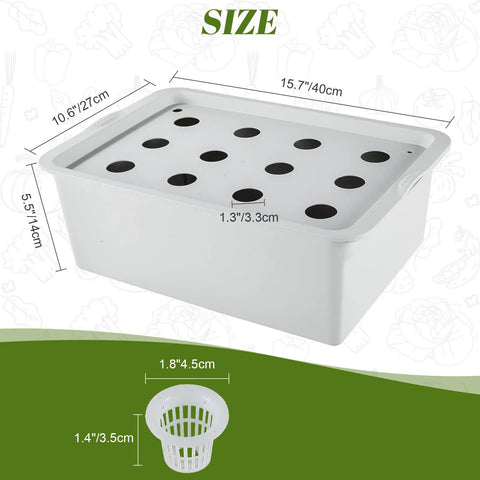 Indoor Hydroponic Grow Kit With 12 Hole Bucket Bubble Stone Air Pump And Sponges For Fast At Home Herb Garden Harvest kit size