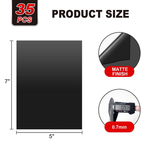 Flexible Magnetic Sheets For Die Storage 5 By 7 Inch 35 Pack Non Adhesive Die Cut Magnet Sheets dimensions and matte finish display