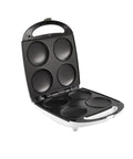 Imusa 4 Slot Electric Arepa Maker, 1200 Watt Nonstick Griddle For Fluffy Corn Cakes, open with four round cooking slots.