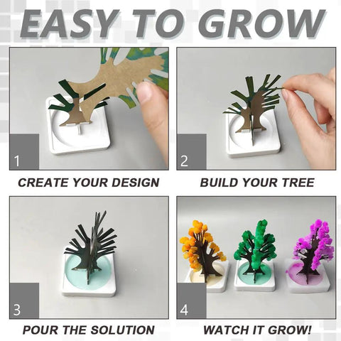 Hands On Crystal Growing Kit For Kids And Curious Crafters Grow Three Crystal Trees With Easy Step By Step Instructions All In One Science And Arts DIY Gift For Fun Creative Craft Projects, paper tree on base