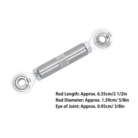 Heavy Duty Adjustable Tensioning Rod With Precision Heim Joint For Sbc Bbc 350 454 Engines, stainless steel, 6.35cm length.