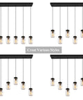 Five Light Mason Jar Chandelier with Rustic Glass Shades for Kitchen Island and Dining Room Linear Cluster Pendant Light Fixture