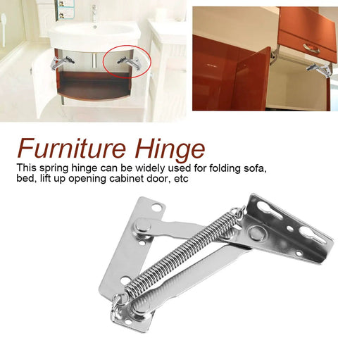 Heavy-Duty 80-Degree Lift Up Cabinet Hinges For Cabinets And Folding Sofa Beds Stainless Steel Left And Right Plated Finish