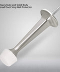 Door stop with satin-nickel finish; side view showing white rubber tip and screw.