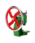 Tough As Nails Cast Iron Arbor Press Featuring Precision Handwheel For Tabletop Stamping Bending And Forming With One Point Two Ton Capacity Rock Solid Build side view with red and silver handwheel