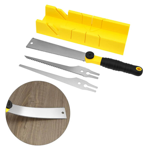 Miter Box And Saw Kit With 12 Inch Japanese Saw Fine And Coarse Cutters Handle And Screw For Accurate Wood Plastic And Soft Metal Cuts