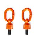 2 Pcs Eye Bolt M10 X 19 Universal Swivel Hoist Rings 360 Degree Rotation 0.6 Ton Max Load Alloy Steel With Metric Threads visible on white background
