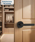 Matte Black Dummy Interior Door Handle Set Two Pack For Non Latching Doors Easy One Sided Install No Fuss Modern Interior Door Hardware For Home Improvement And Quick Upgrades on wood closet door