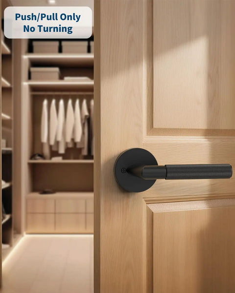 Matte Black Dummy Interior Door Handle Set Two Pack For Non Latching Doors Easy One Sided Install No Fuss Modern Interior Door Hardware For Home Improvement And Quick Upgrades on wood closet door