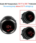 Water temperature gauge, 52mm (2-inch) with sensor; digital red display for automotive and marine use