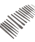 Sixteen Piece Mechanic Punches And Chisel Set Built To Last Heavy Duty Anti Rust Steel Pro Grade Tool Kit lined up at an angle