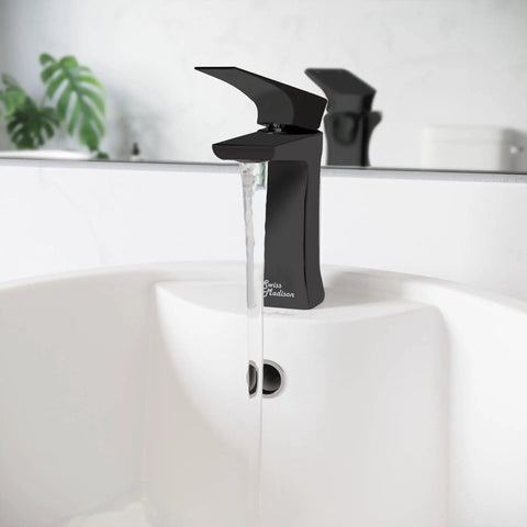 Single Hole Bathroom Faucet With Center Mount Installation, One Hand On Off And Temperature Control, Solid Brass Construction